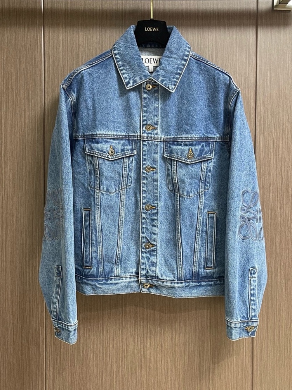 Loewe Light Blue Denim Jacket with Subtle Embroidery
